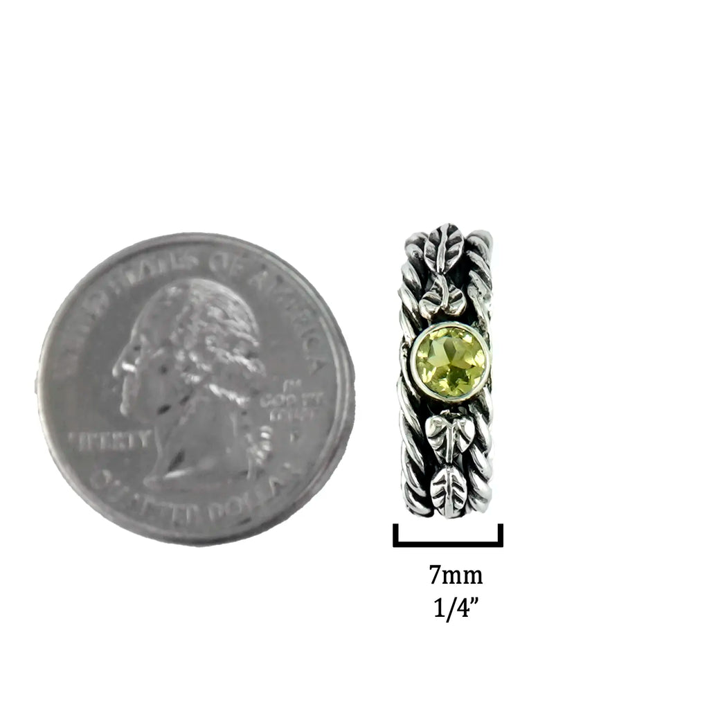 Custom Peridot Twist Ring in Silver
