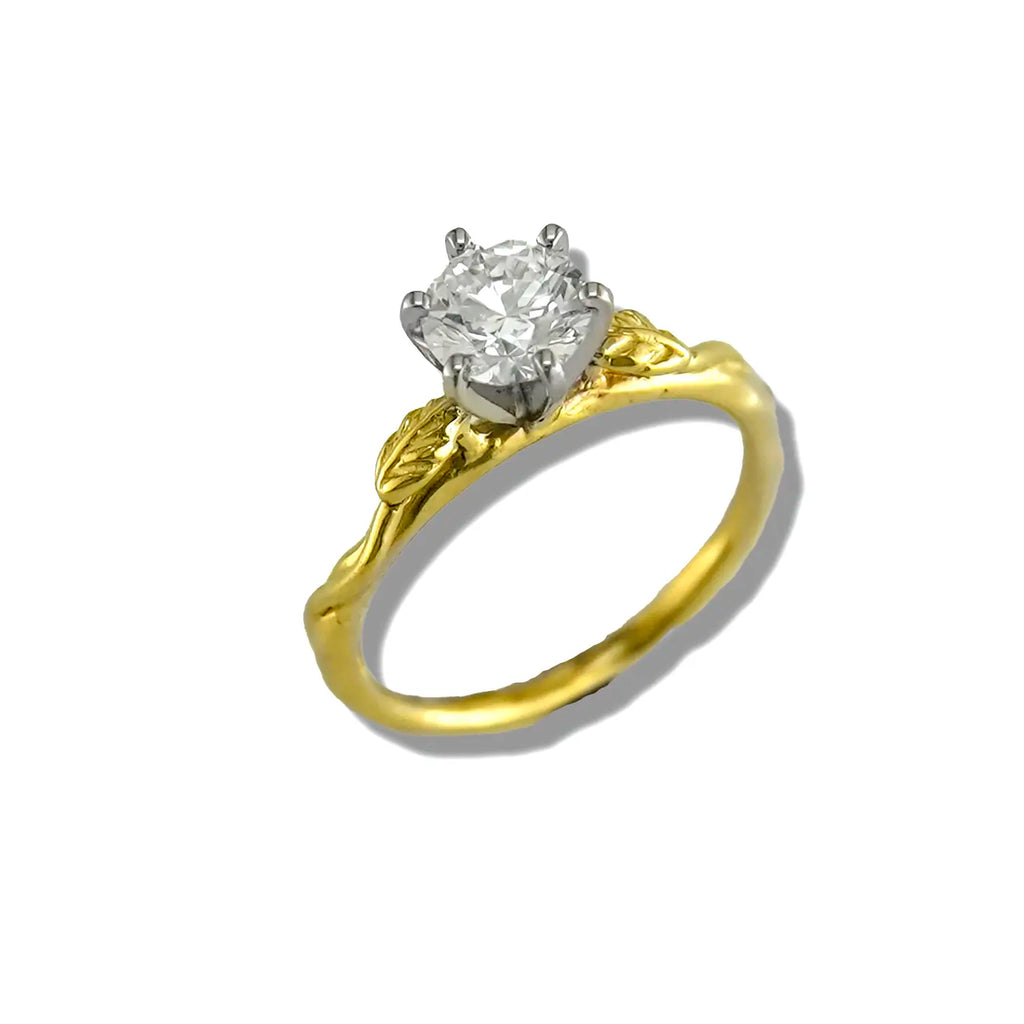 Diamond Leaf and Vine Engagement Ring with 1CT Diamond