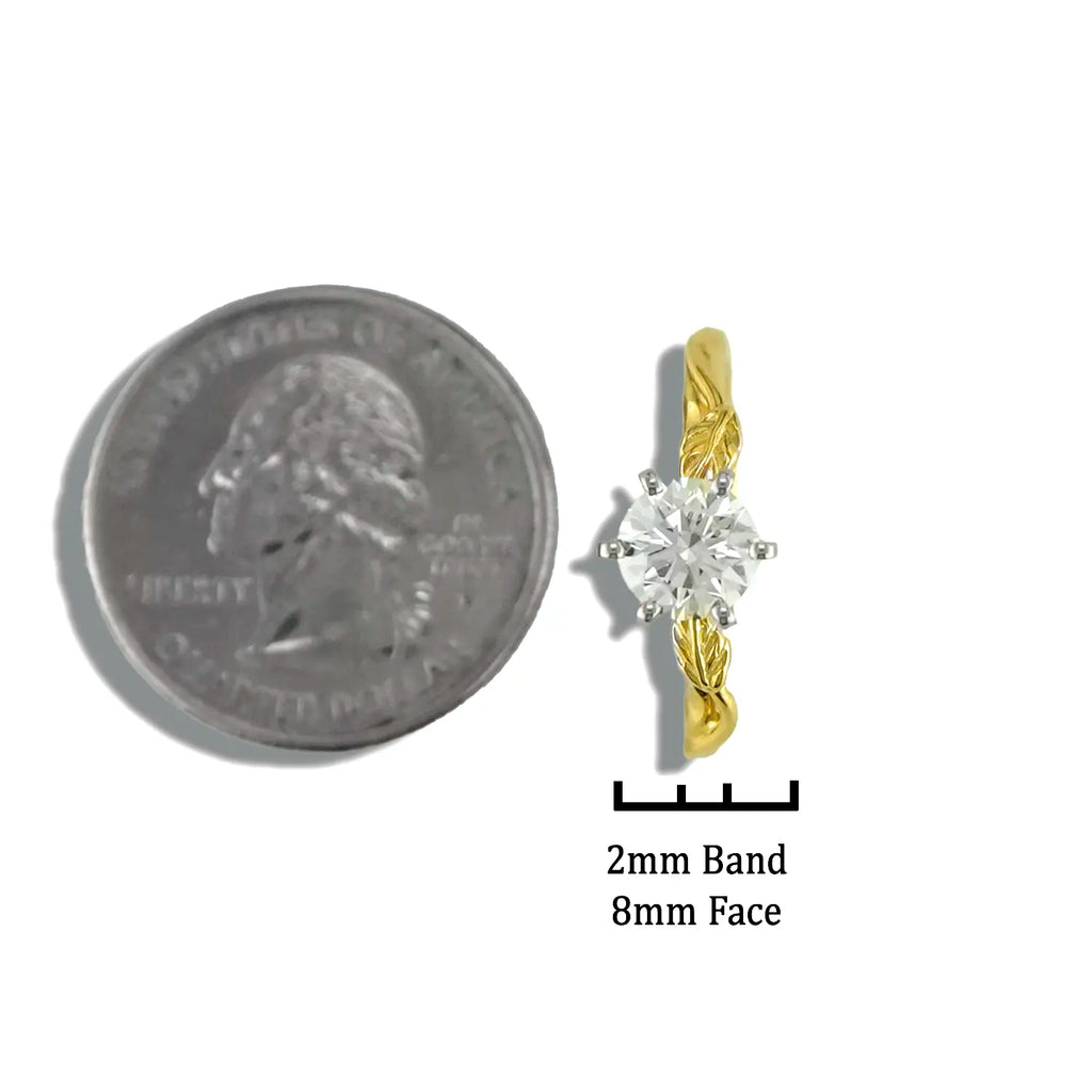 Diamond Leaf and Vine Engagement Ring with 1CT Diamond