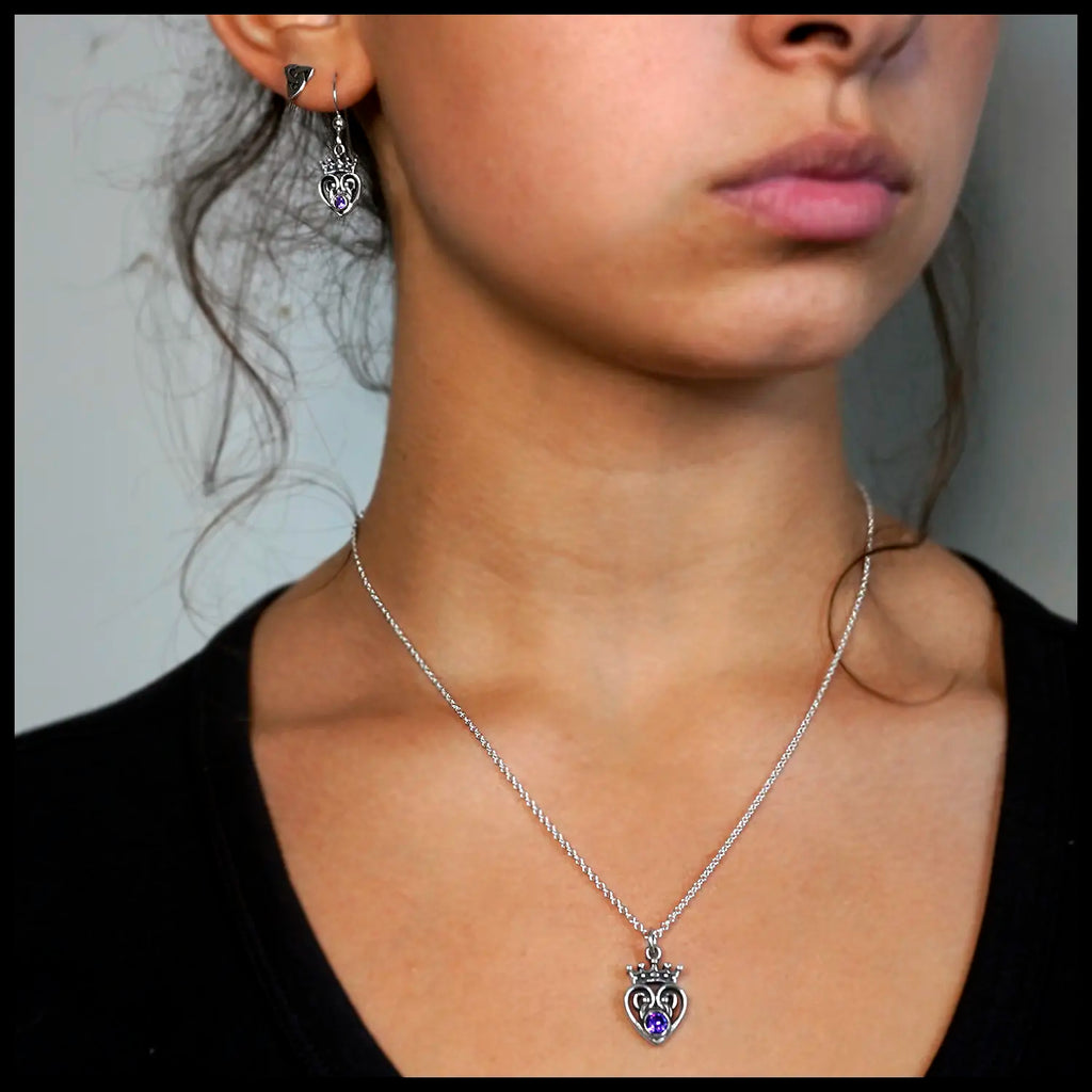 Amethyst Luckenbooth Pendant and Earring Set