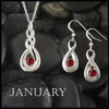 January Birthstone Celtic Eternity Pendant and Earring Set