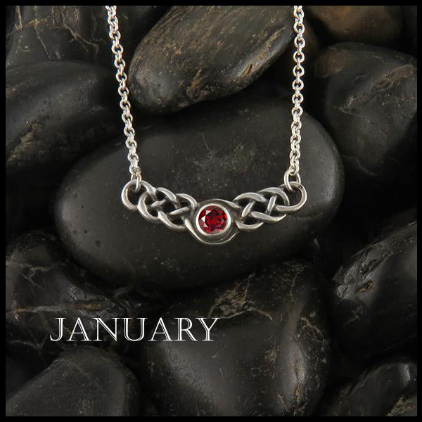 January Birthstone Celtic Necklace in Silver