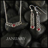 January Birthstone Celtic Love Knot Necklace and Earring Set in Silver