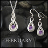 February Birthstone Celtic Eternity Pendant and Earring Set