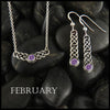 February Birthstone Celtic Love Knot Necklace and Earring Set in Silver