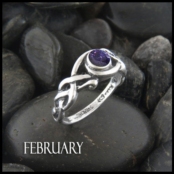 February Birthstone Celtic Ring in Sterling Silver