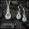 March celtic birthstone pendant and earring set