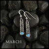 March Loveknot Birthstone Earrings in Silver
