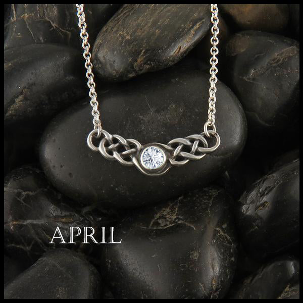 April Birthstone Celtic Necklace in Silver