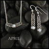April Birthstone Celtic Love Knot Necklace and Earring Set in Silver