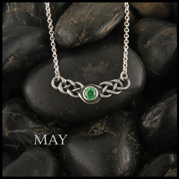 May Birthstone Celtic Necklace in Silver