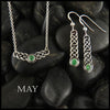 May Birthstone Celtic Love Knot Necklace and Earring Set in Silver