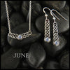 June Birthstone Celtic Love Knot Necklace and Earring Set in Silver