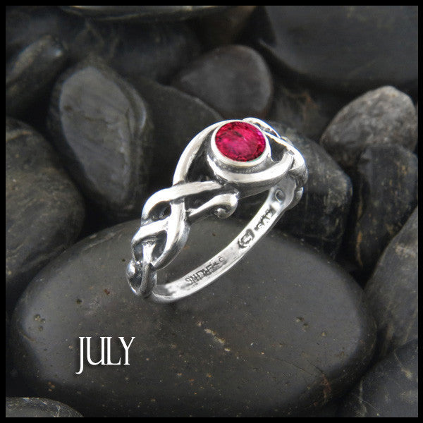 July Birthstone Celtic Ring in Sterling Silver
