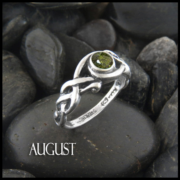 August Birthstone Celtic Ring in Sterling Silver