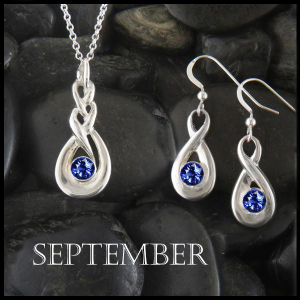 September Birthstone Celtic Eternity Pendant and Earring Set