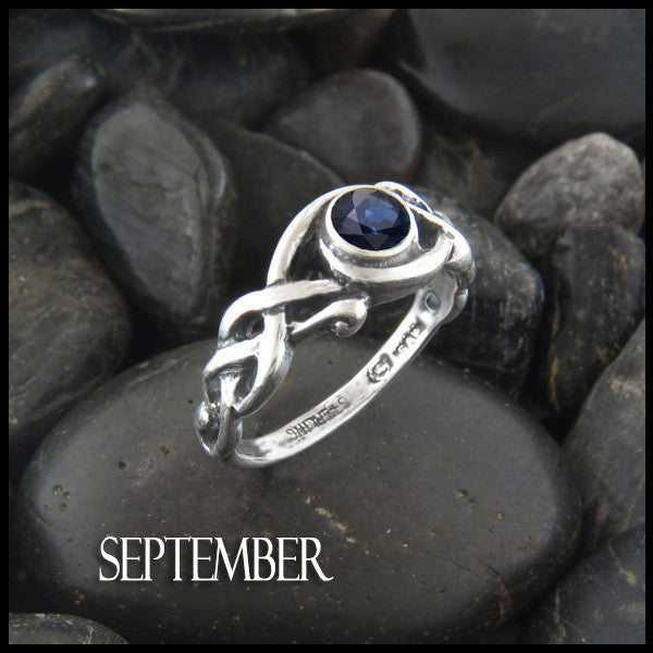 September Birthstone Celtic Ring in Sterling Silver
