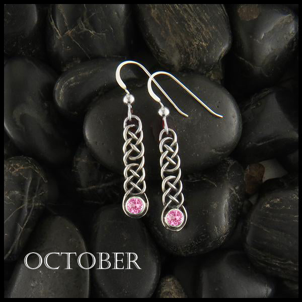 October Birthstone Celtic Love Knot Earrings in Silver