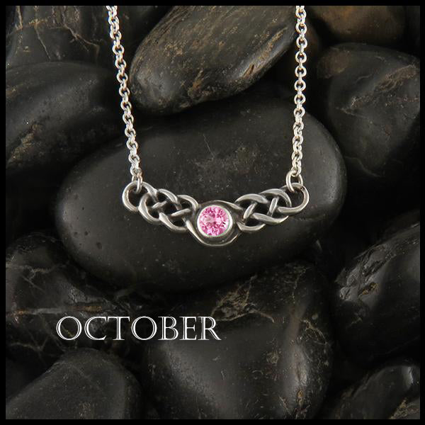 October Birthstone Celtic Necklace in Silver