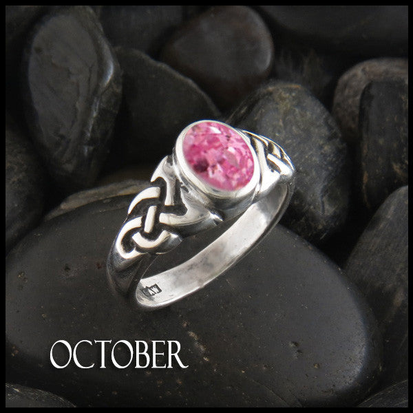 October Birthstone Celtic Ring in Sterling Silver