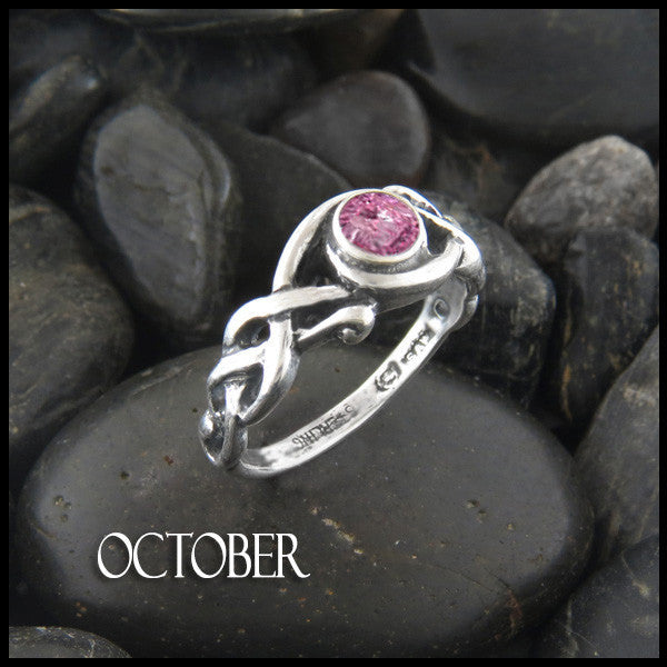 October Birthstone Celtic Ring in Sterling Silver