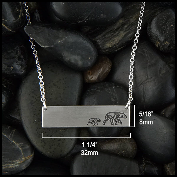 1 1/4 by 5/16 inches Personalized Bear Bar Pendant