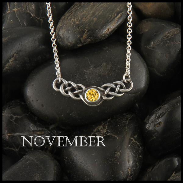 November Birthstone Celtic Necklace in Silver