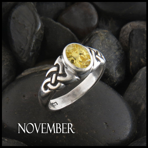 November Birthstone Celtic Ring in Sterling Silver