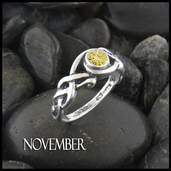 November Birthstone Celtic Ring in Sterling Silver