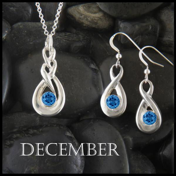 December celtic birthstone pendant and earring set