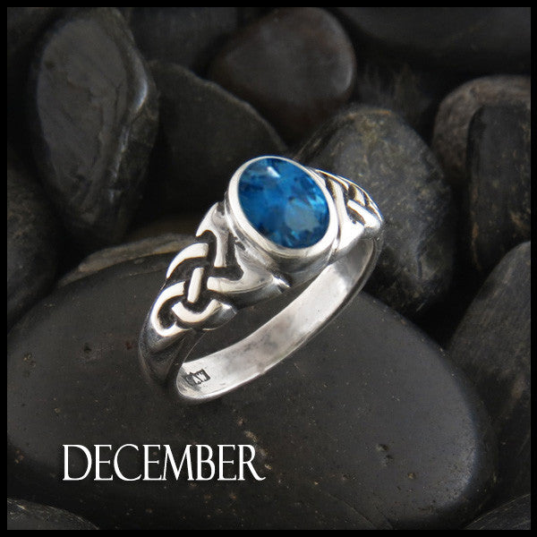 December Birthstone Celtic Ring in Sterling Silver