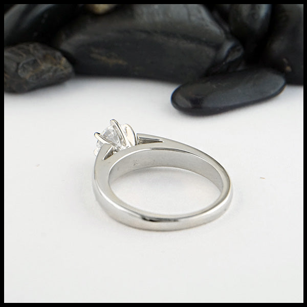 Reverse view of Cathedral Engagement Ring in 14KW