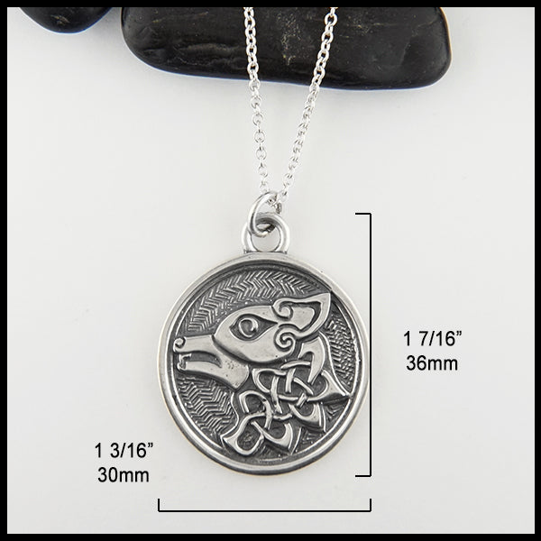 1 7/16 by 1 3/16 inches Personalized Celtic Wolf Pendant