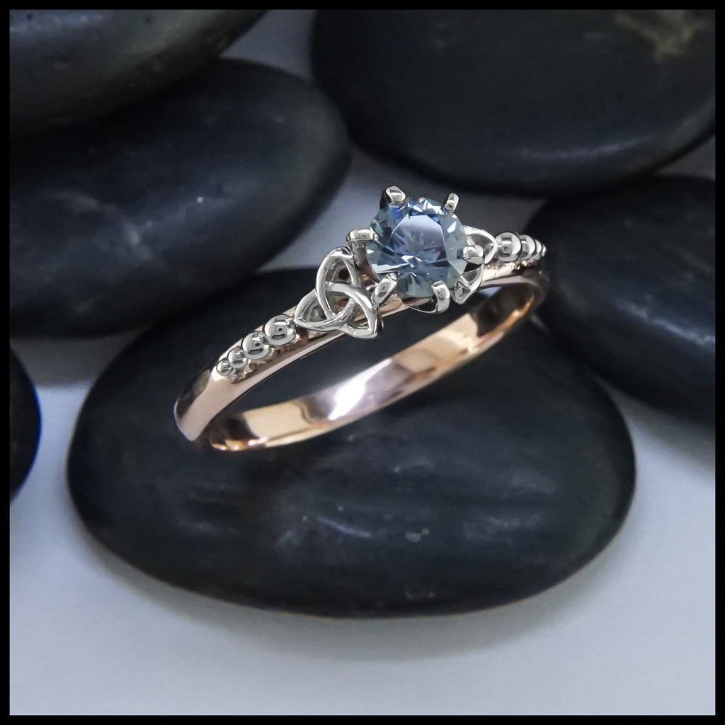 Trinity Knot Blue Grey Spinel Ring