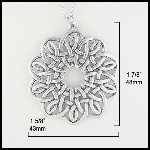 1 7/8 inches by 1 5/8 inches Emily Celtic Knot Pendant in Silver