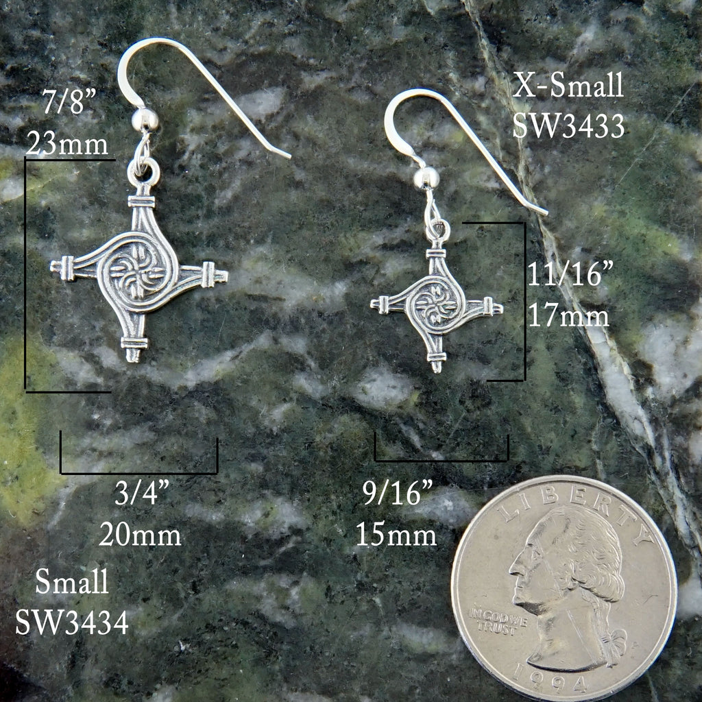 Saint Brigid Cross Earrings in Sterling Silver