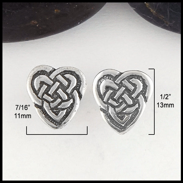 Maggie's Heart Post Earrings measure 7/16" by 1/2"