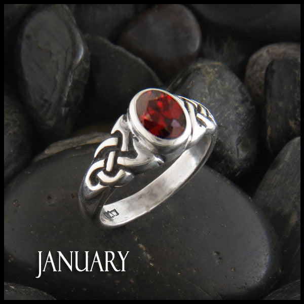 January Birthstone Celtic Ring in Sterling Silver