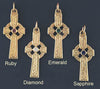 Dainty Celtic Cross in 14K Gold with Gemstones
