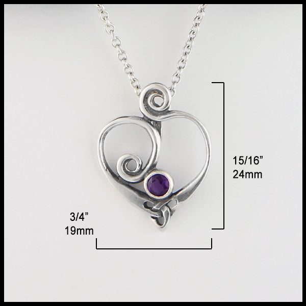 Anna's Heart Pendant measures 3/4" by 15/16"