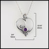 Anna's Heart Pendant with Amethyst measures 3/4" by 15/16"