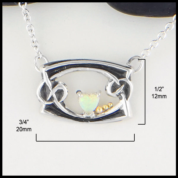1/2 inch by 3/4 inch Heart Shaped Opal Necklace