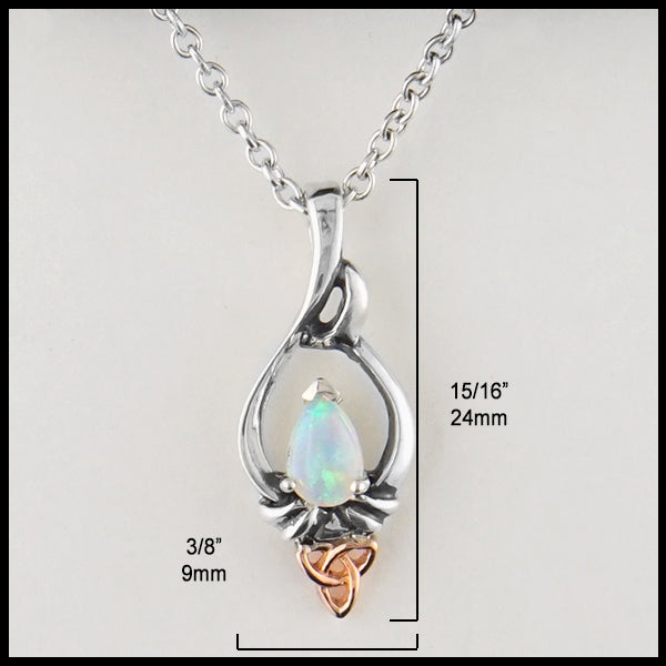 15/16 inch by 3/8 inch Opal and Trinity Knot pendant