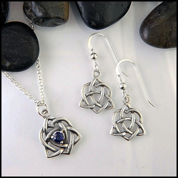 Trinity Heart Pendant and Earring set