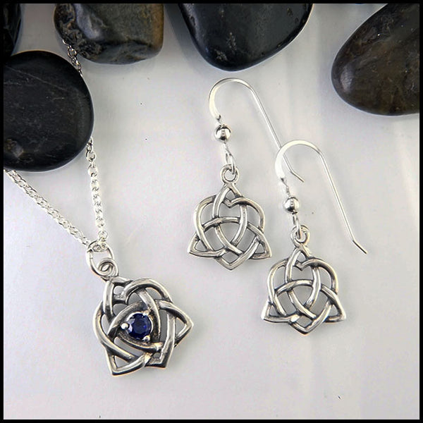 Trinity Heart Pendant and Earring set