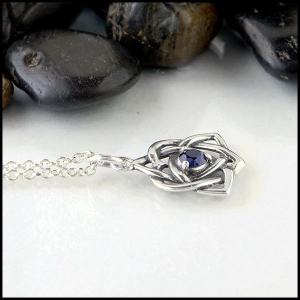 Celtic heart in Sterling silver with Lab Sapphire