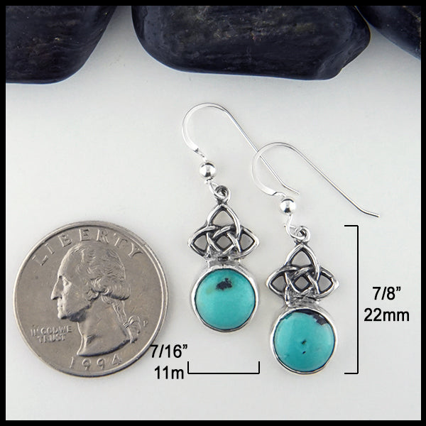 7/8 inch by 7/16 inch turquoise pendant and earring set