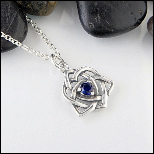 Trinity Heart pendant with sapphire