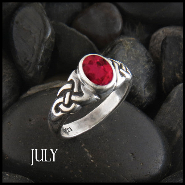 July Birthstone Celtic Ring in Sterling Silver