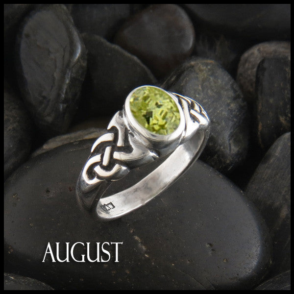 August Birthstone Celtic Ring in Sterling Silver